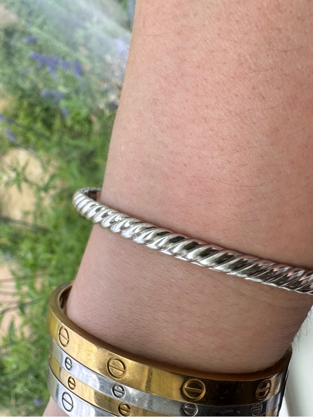 David Yurman sculpted cable bracelet white gold, large
